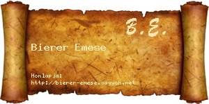 Bierer Emese névjegykártya